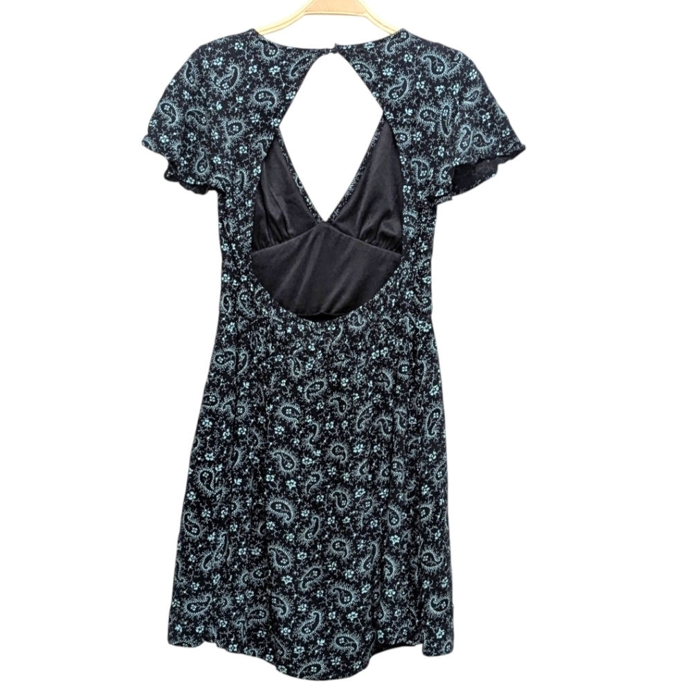 BP Deep V Neck Low Back Paisley Patterned Mini Dress Festival  Small - Picture 4 of 7